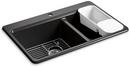 33 x 22 in. 1 Hole Cast Iron Double Bowl Drop-in Kitchen Sink in Black Black™