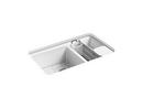 KOHLER White 33 x 22 in. 5 Hole Cast Iron Double Bowl Undermount Kitchen Sink 