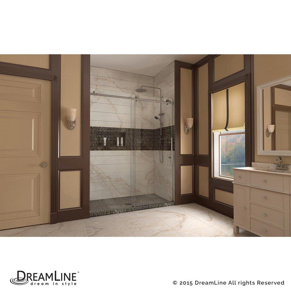 DreamLine Brushed Stainless Steel 76 in. Frameless Sliding Shower Door 