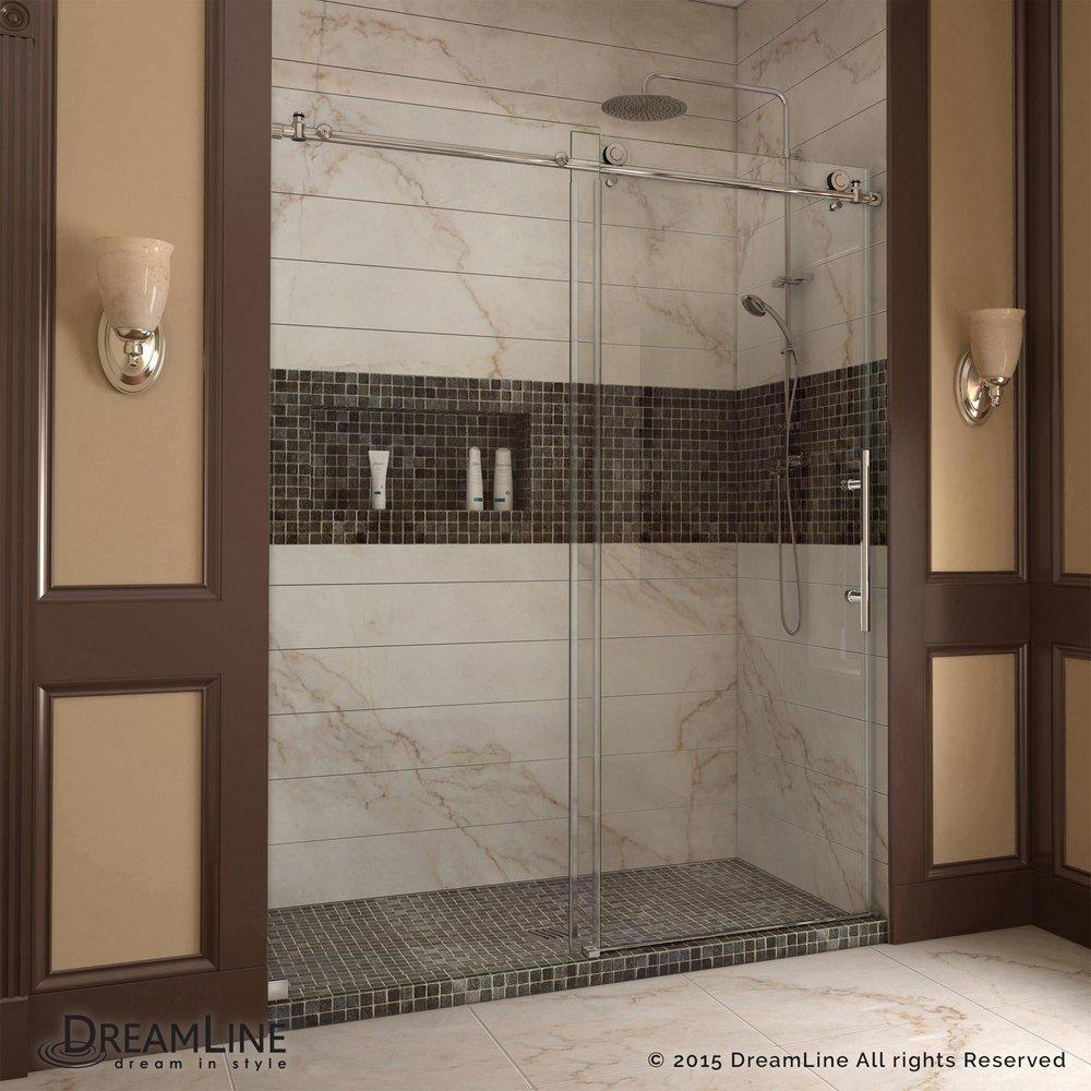 DreamLine Polished Stainless Steel 76 in. Frameless Sliding Shower Door 