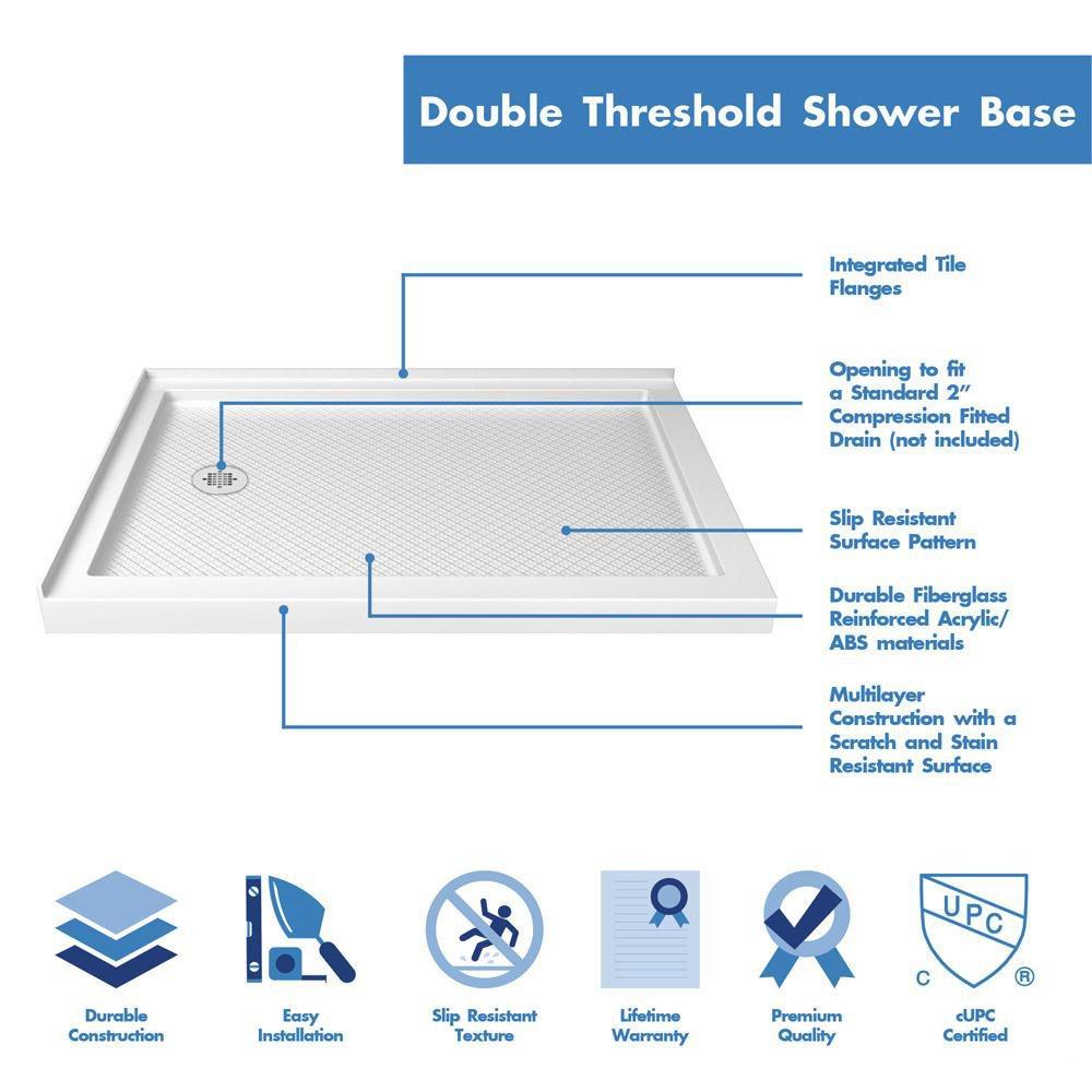 DreamLine White 48 x 36 in. FRP and Acrylic Shower Base with Left Hand Drain 
