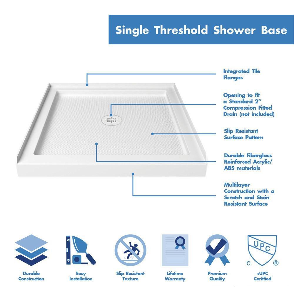 DreamLine White 36 in. Square Shower Base 