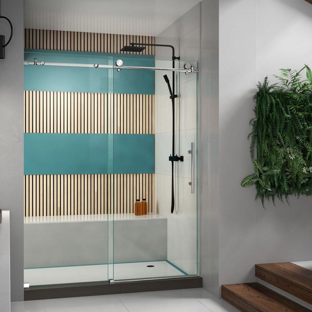 DreamLine Polished Stainless Steel 76 in. Frameless Sliding Shower Door 