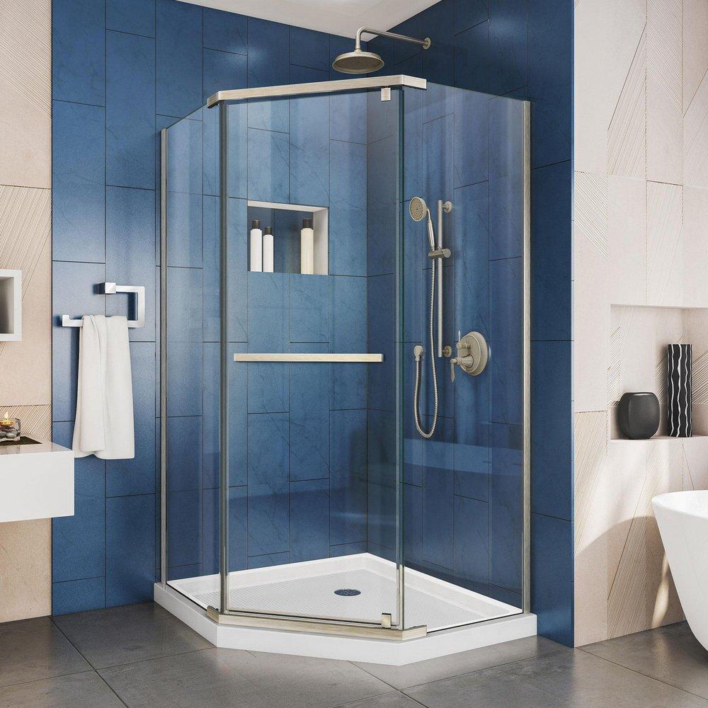 DreamLine Brushed Nickel 36 X 36 X 72 Clear Pivot Shower Door *PRISM Brushed Nickel 