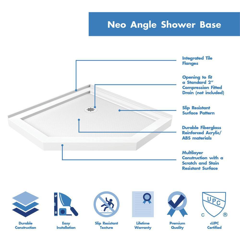 DreamLine White 36 in. Neo-angle Shower Base 