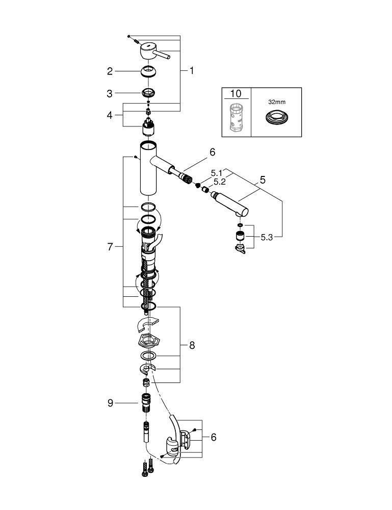 GROHE SuperSteel Infinity&trade; Single Handle Pull Out Kitchen Faucet 