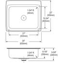 Elkay Lustrous Satin 25-1/2 x 19-1/4 in. No Hole Stainless Steel Single Bowl Undermount Kitchen Sink 