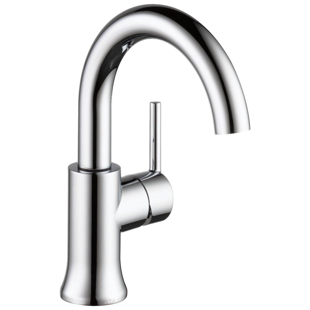 Delta Faucet Chrome Single Handle Monoblock Bathroom Sink Faucet with Metal Pop-Up Drain Assembly 