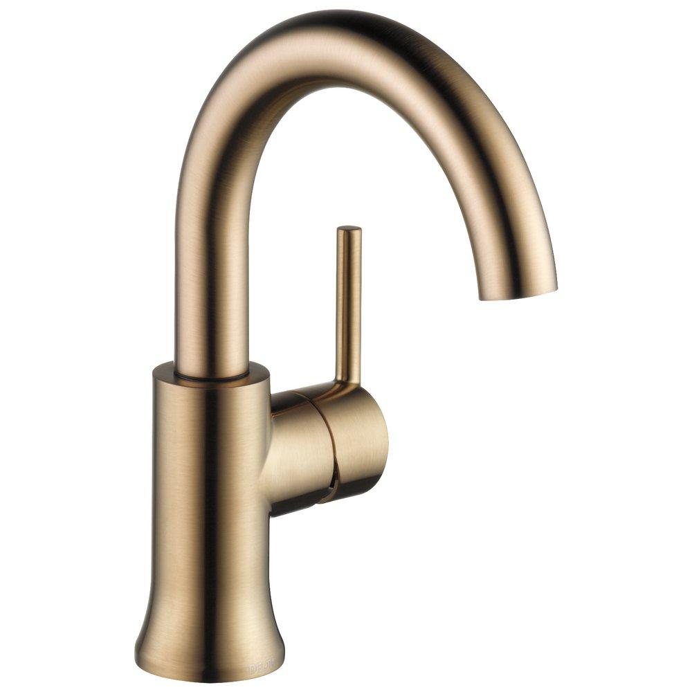 Delta Faucet Brilliance&reg; Champagne Bronze Single Handle Monoblock Bathroom Sink Faucet with Metal Pop-Up Drain Assembly 