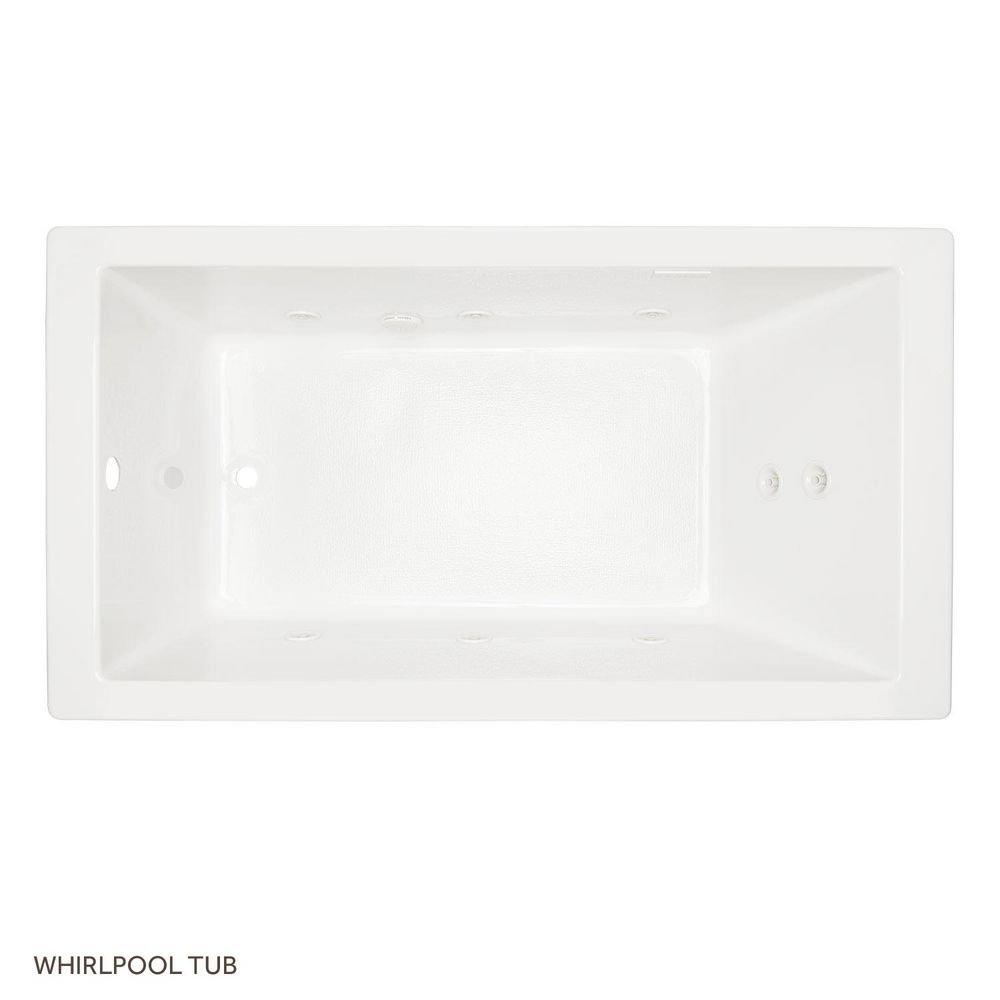 Signature Hardware White 72 x 36 in. Whirlpool Drop-In Bathtub with End Drain 