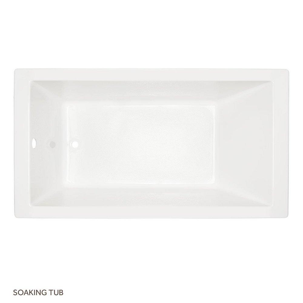 Signature Hardware White 36 in. Whirlpool Drop-in Bathtub with End Drain in Biscuit 