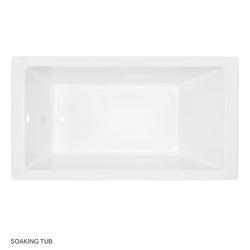 60 x 36 in. Soaker Drop-In Bathtub with End Drain in White