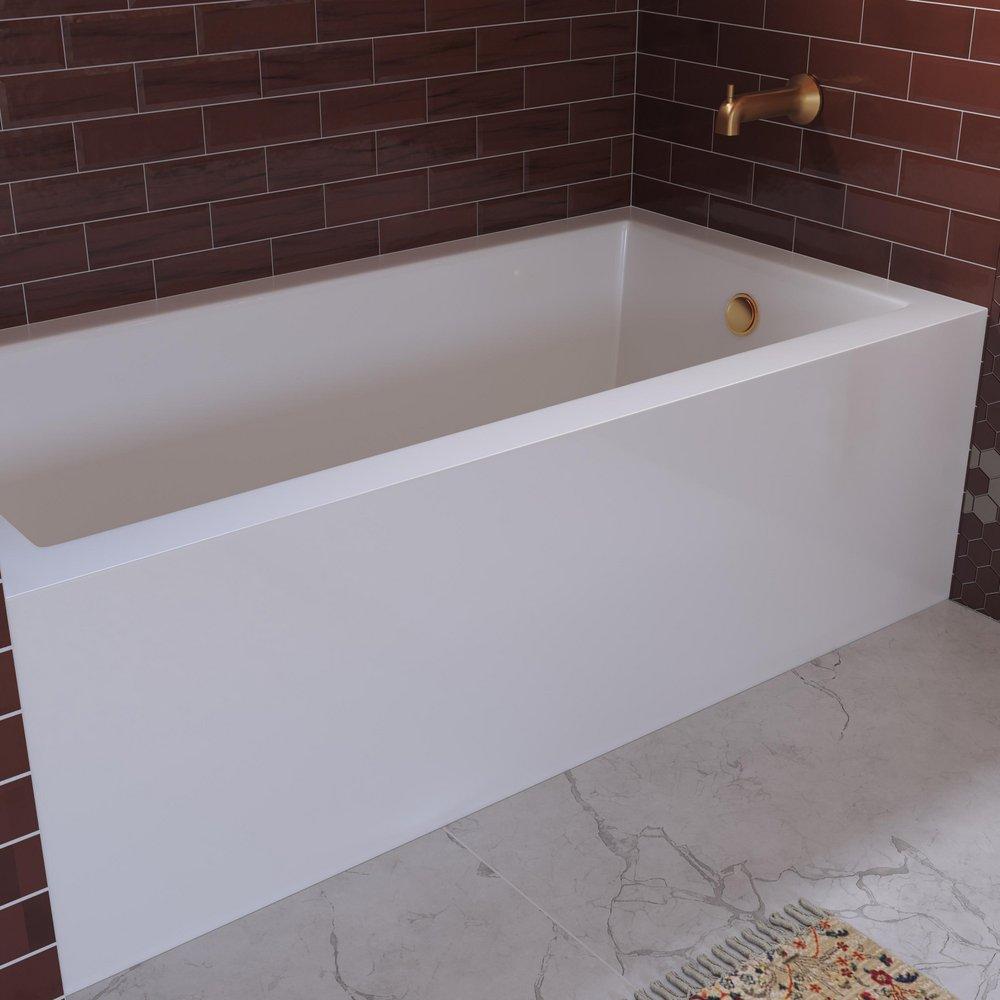 Signature Hardware White 60 x 32 in. Three Wall Alcove Soaker Bathtub with Drain in White 