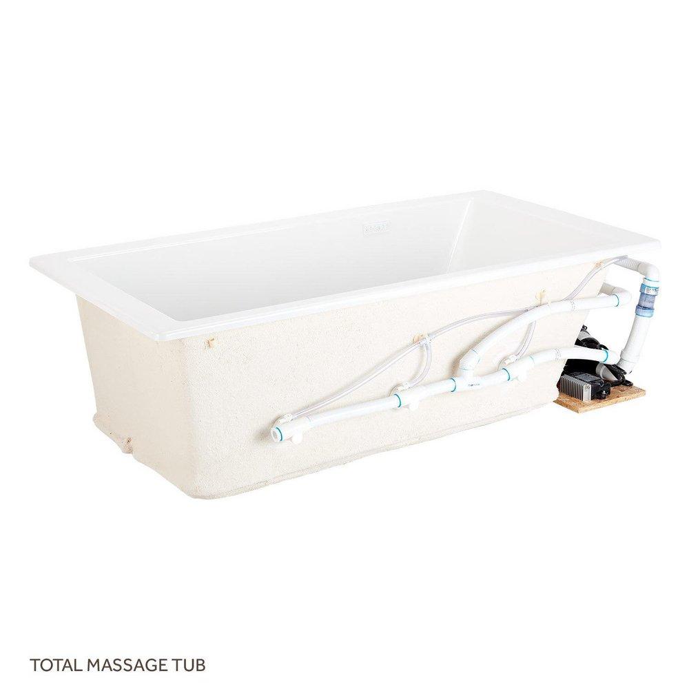 Signature Hardware White 72 x 36 in. Air Bath Drop-In Bathtub End Drain 