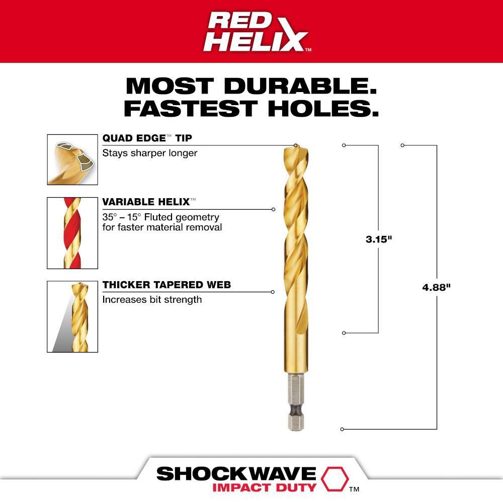 27/64 SHOCKWAVE IMPACT DUTY RED HELIX TITANIUM DRILL BIT 