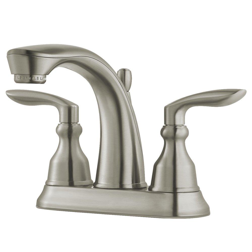 Pfister Brushed Nickel Two Handle Centerset Bathroom Sink Faucet 