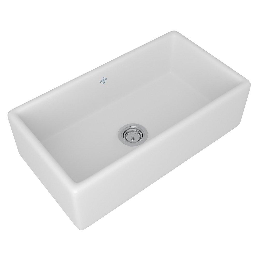 Shaws White 33 x 18 in. Fireclay Single Bowl Farmhouse Kitchen Sink 