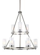 40W 9-Light G9 Halogen Chandelier in Satin Nickel with Polished Chrome