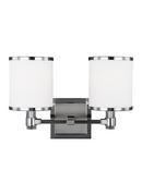75W 2-Light Vanity Fixture in Satin Nickel with Polished Chrome