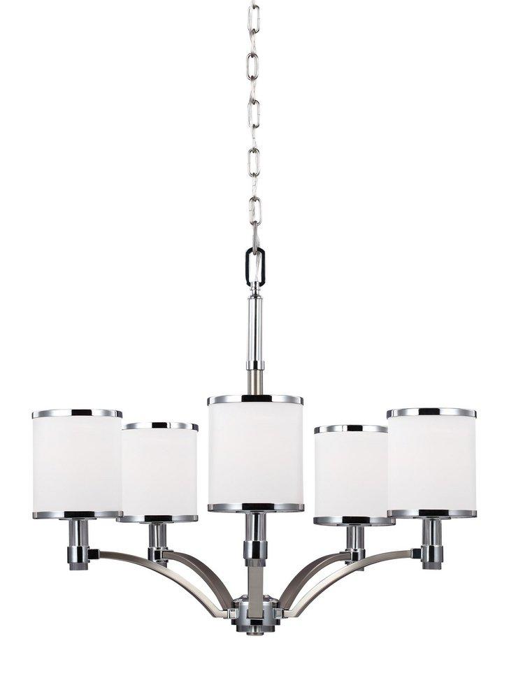 Visual Comfort & Co. Generation Lighting Satin Nickel/Polished Chrome 25-1/4 in. 75W 5-Light Medium E-26 Incandescent Chandelier 