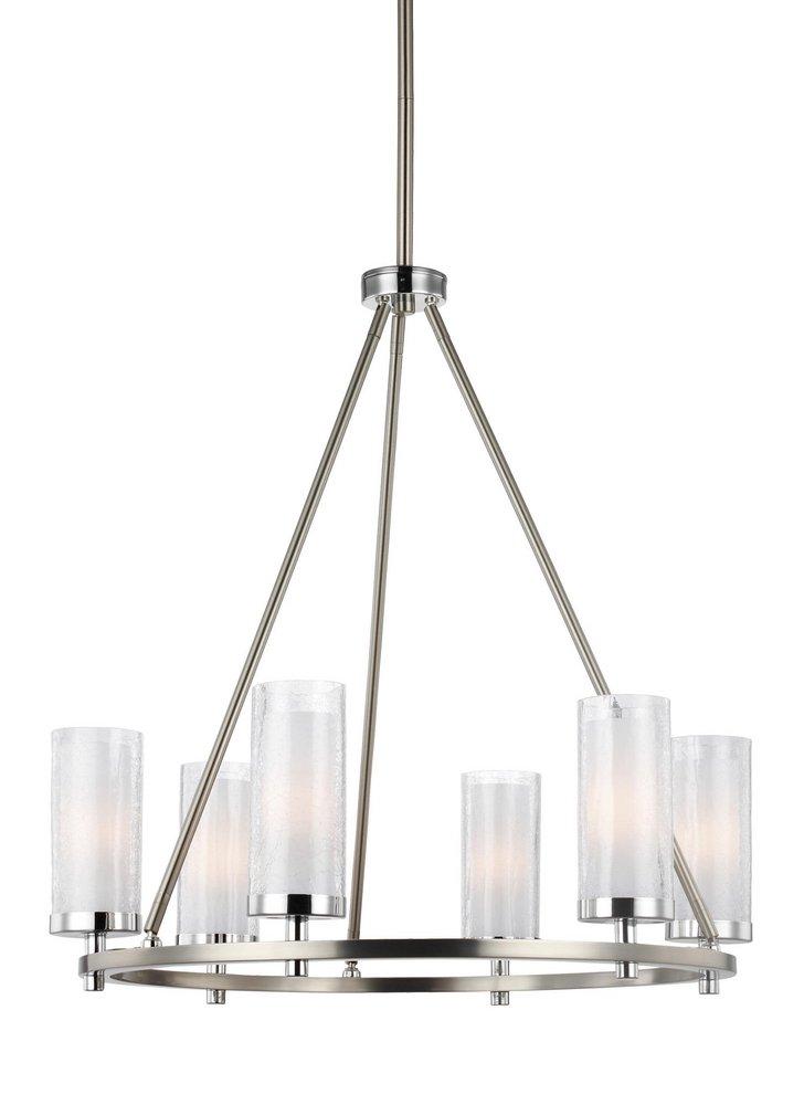 Visual Comfort & Co. Generation Lighting Satin Nickel/Chrome 40W 6-Light Halogen Chandelier 