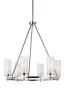 Visual Comfort & Co. Generation Lighting Satin Nickel/Chrome 40W 6-Light Halogen Chandelier 