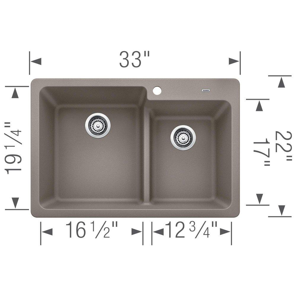 BLANCO Truffle 33 x 22 in. 1-Hole Composite Double Bowl Dual Mount Kitchen Sink 