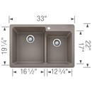 BLANCO Truffle 33 x 22 in. 1-Hole Composite Double Bowl Dual Mount Kitchen Sink 