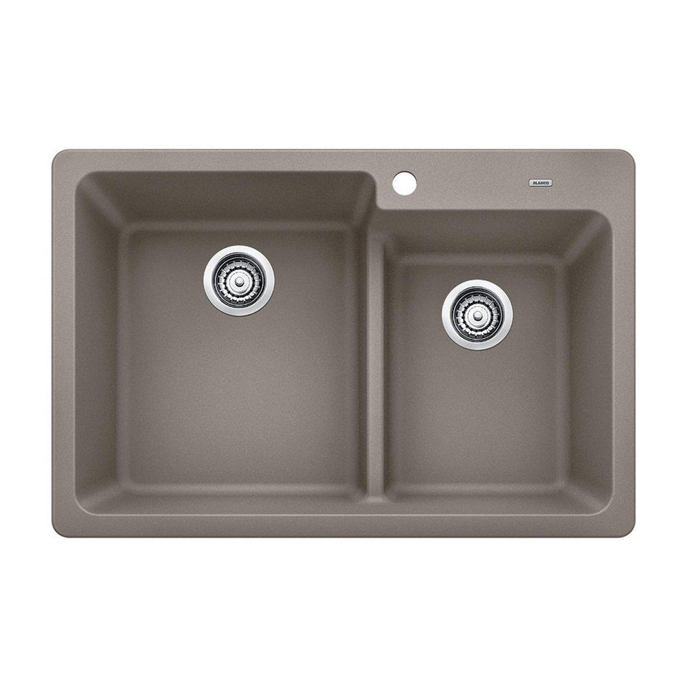 BLANCO Truffle 33 x 22 in. 1-Hole Composite Double Bowl Dual Mount Kitchen Sink 