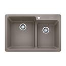 33 in. Dual Mount Composite Double Bowl Kitchen Sink in Truffle