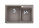 33 x 22 in. 1-Hole Composite Double Bowl Dual Mount Kitchen Sink in Truffle