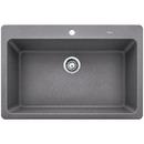 33 x 22 in. 1 Hole Composite Single Bowl Undermount Kitchen Sink in Metallic Grey