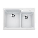 BLANCO White 33 x 22 in. 1-Hole Composite Double Bowl Dual Mount Kitchen Sink 