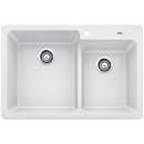 33 x 22 in. 1-Hole Composite Double Bowl Dual Mount Kitchen Sink in White