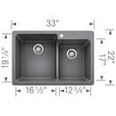 BLANCO Metallic Grey 33 x 22 in. 1-Hole Composite Double Bowl Dual Mount Kitchen Sink 
