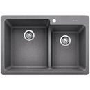 33 x 22 in. 1-Hole Composite Double Bowl Undermount Kitchen Sink in Metallic Grey