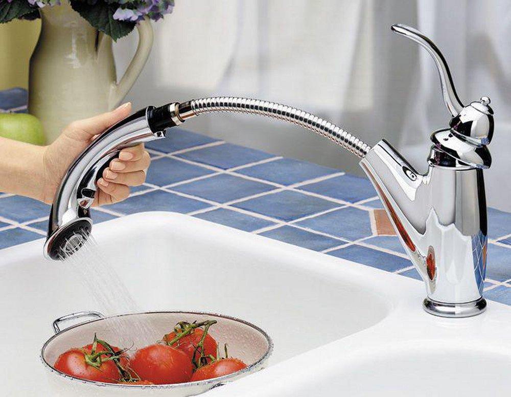 Pfister Polished Chrome Single Handle Pull Out Kitchen Faucet 