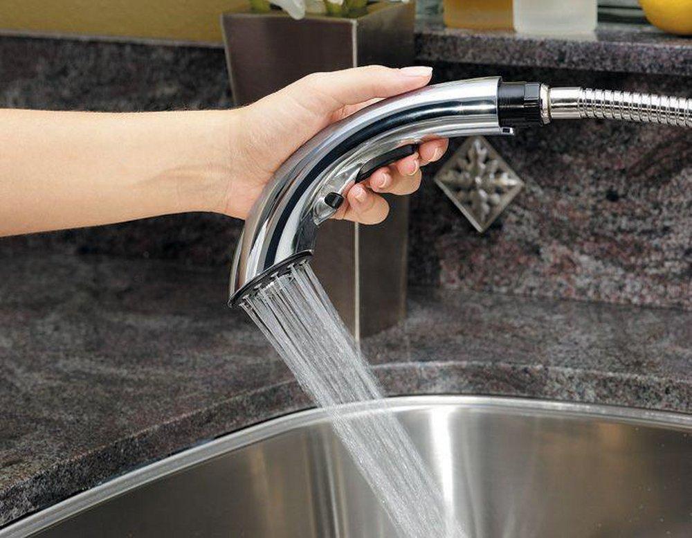 Pfister Polished Chrome Single Handle Pull Out Kitchen Faucet 