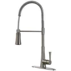 Single Handle Pull Down Kitchen Faucet in Stainless Steel