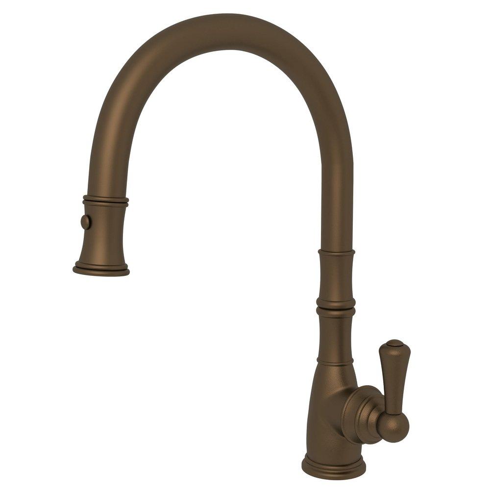 Perrin & Rowe English Bronze Single Handle Pull Down Kitchen Faucet 