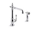 Single Handle Kitchen Faucet with Side Spray in Polished Chrome