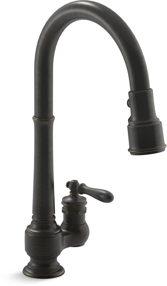 KOHLER Oil Rubbed Bronze Single Handle Pull Down Kitchen Faucet 