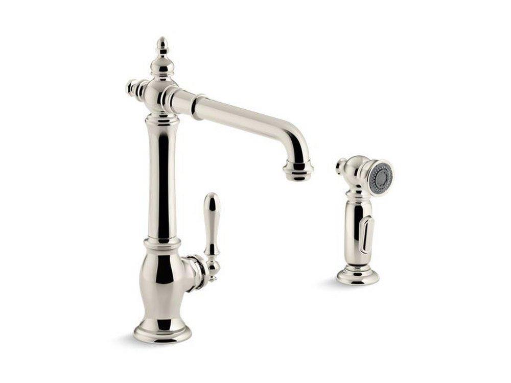 KOHLER Vibrant&reg; Polished Nickel Single Handle Kitchen Faucet 