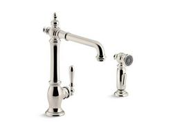 Single Handle Kitchen Faucet with Side Spray in Vibrant&reg; Polished Nickel