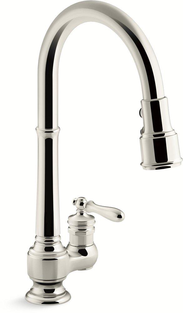 KOHLER Vibrant&reg; Polished Nickel Single Handle Pull Down Kitchen Faucet 