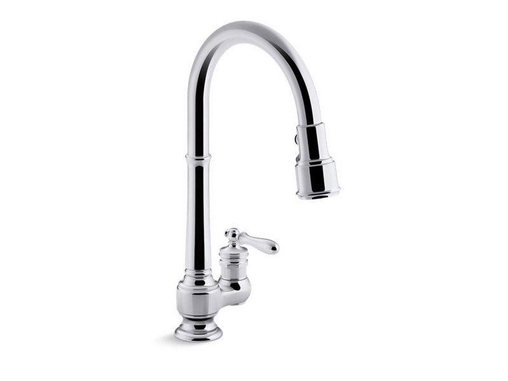 KOHLER Polished Chrome Single Handle Pull Down Kitchen Faucet 
