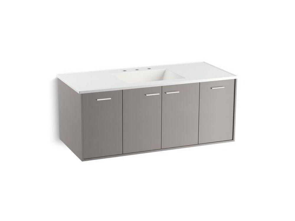 KOHLER Mohair Grey 19-1/2 x 48 in. Wall-Hung Bathroom Vanity Cabinet with 2-Door and 2-Drawer 