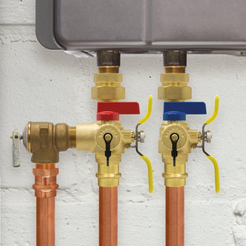 Webstone a brand of NIBCO IPS Union x Press Tankless Water Heater Service Valve Kit with Pressure Relief Valve 