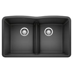 32 in. Undermount Silgranit Double Bowl Kitchen Sink in Anthracite