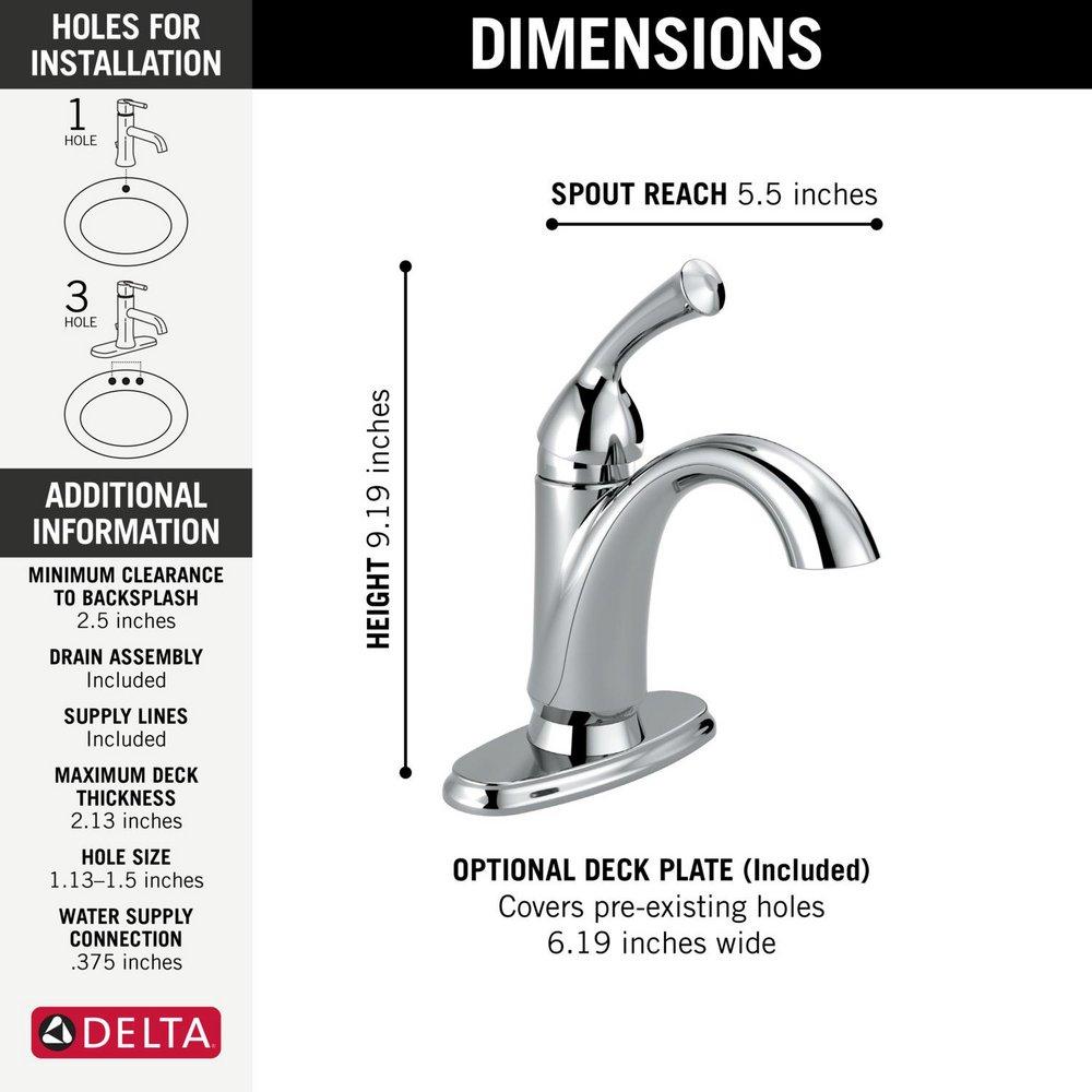 Delta Faucet Chrome Single Handle Centerset Bathroom Sink Faucet 